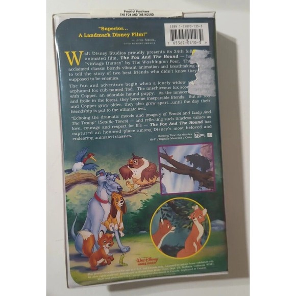 Walt Disney Classic - The Fox and the Hound (VHS, 1994) Black Diamond - Picture 2 of 9